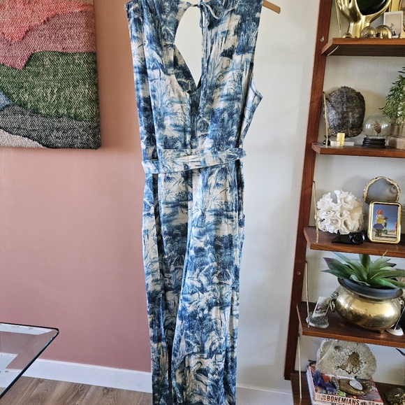Anthropologie NWOT Eva Franco Landscape Print jumpsuit (Swan motif)  Size 14 XL - Picture 7 of 8
